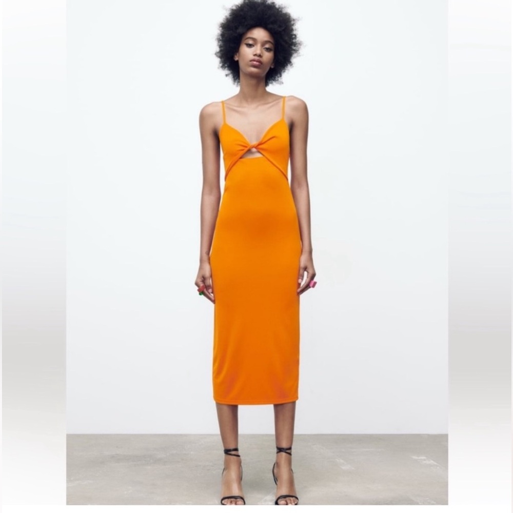 Zara Orange Midi Dress